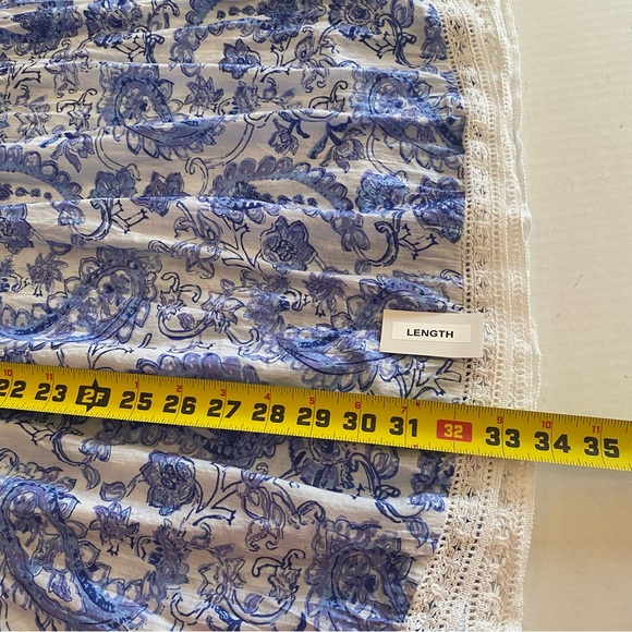 TRUE DESTINATIONS Flutter Sleeve M Dress Floral Paisley Cruise Pool Coverup Blue - Picture 9 of 10